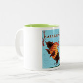 kazachstan cartoon vintage - poster tweekleurige koffiemok (Voorkant links)