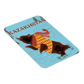 Kazachstan cartoon vintage reisposter magneet (Rechterzijde)
