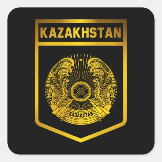 Kazachstan Emblem Vierkante Sticker (Voorkant)
