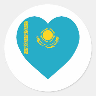 Kazachstan Flag Heart Ronde Sticker