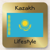 Kazachstan Flag+Text Onderzetter (Voorkant)