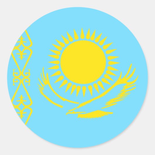 Kazachstan Hoge kwaliteit vlag Ronde Sticker (Voorkant)