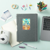 Kazachstan Illustratie Reis Kunst Vintage Sticker (iPad Cover)