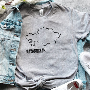 Kazachstan Landkaart Kazachse Nationale Grenslijn T-shirt