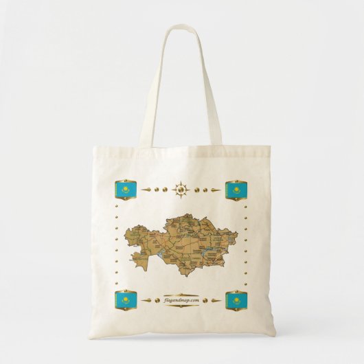 Kazachstan Map + Flagzak Tote Bag (Voorkant)