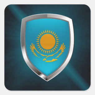 Kazachstan Metallic Emblem Vierkante Sticker
