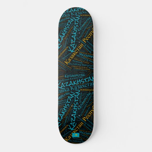 Kazachstan Nationaal Trots Wordcloud Skateboard (Voorkant)