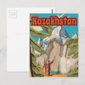 Kazachstan Oude Reisposter Briefkaart (Voorkant / Achterkant)