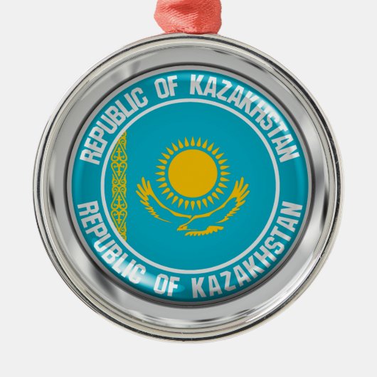 Kazachstan Round Emblem Metalen Ornament (Voorkant)
