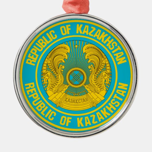 Kazachstan Round Emblem Metalen Ornament (Voorkant)