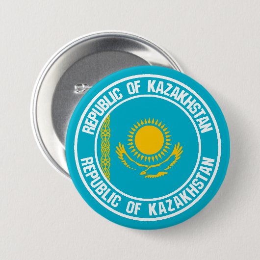 Kazachstan Round Emblem Ronde Button 7,6 Cm (Voorkant /achterkant)