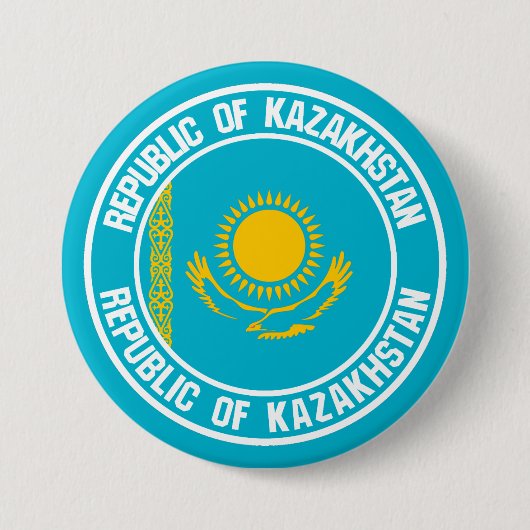 Kazachstan Round Emblem Ronde Button 7,6 Cm (Voorkant)