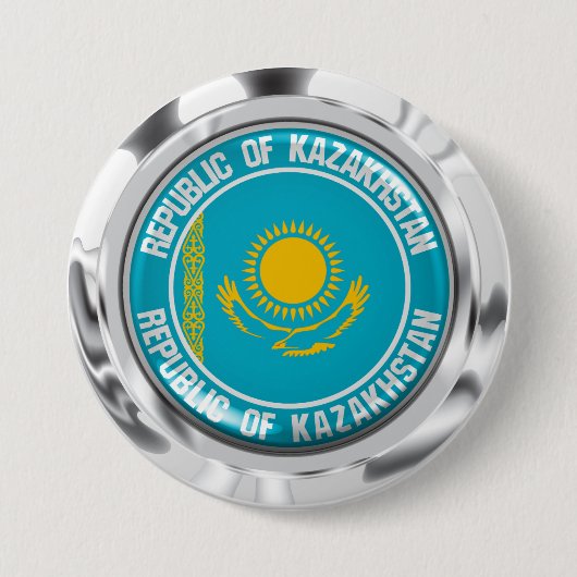 Kazachstan Round Emblem Ronde Button 7,6 Cm (Voorkant)
