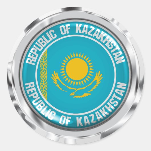 Kazachstan Round Emblem Ronde Sticker (Voorkant)