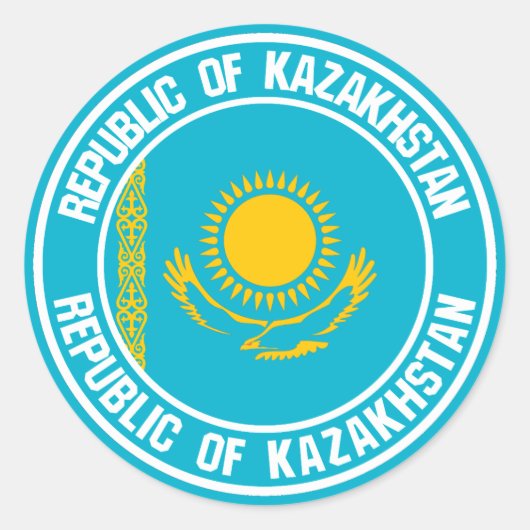 Kazachstan Round Emblem Ronde Sticker (Voorkant)