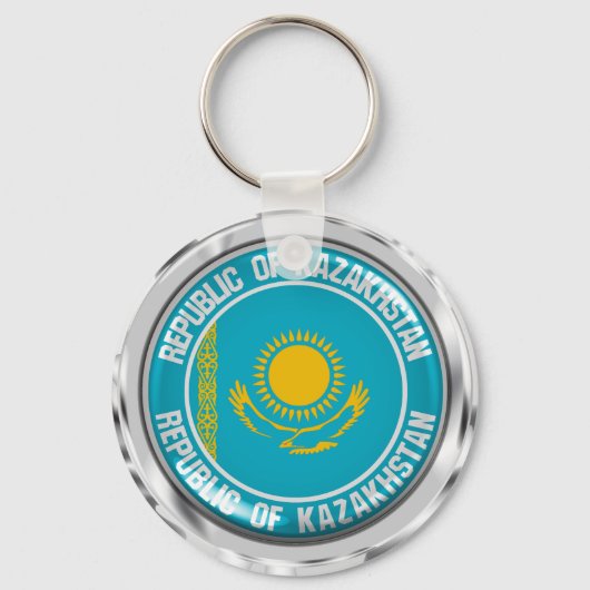 Kazachstan Round Emblem Sleutelhanger (Voorkant)