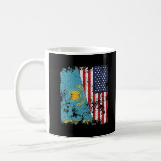 Kazachstan USA Flag - Half American Koffiemok (Links)