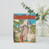 Kazachstan Vintage Travel Poster Briefkaart (Staand voorkant)