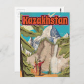 Kazachstan Vintage Travel Poster Briefkaart (Voorkant / Achterkant)