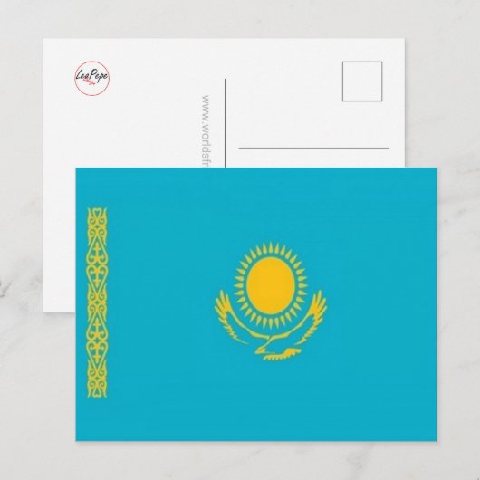 Kazachstan - vlag - briefkaart (Voorkant / Achterkant)