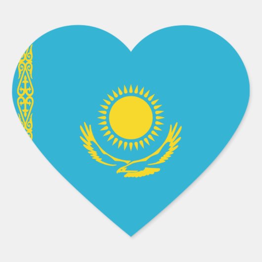 Kazachstan Vlag Hart Sticker (Voorkant)