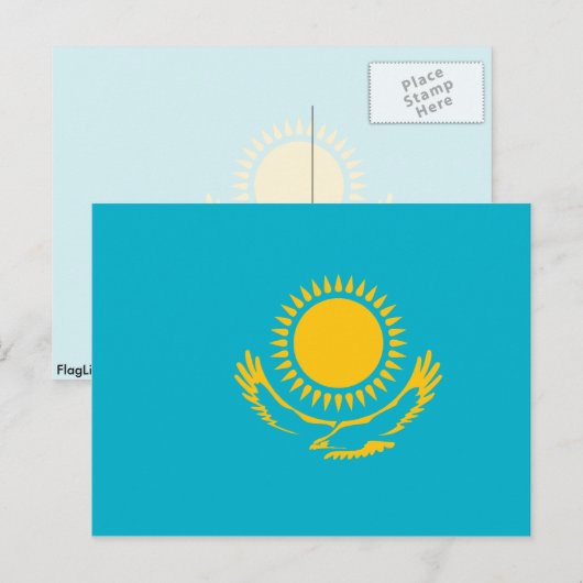 Kazachstan, vlag Kazachstan Briefkaart (Voorkant / Achterkant)