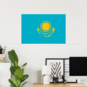 Kazachstan, vlag Kazachstan Poster (Thuiskantoor)