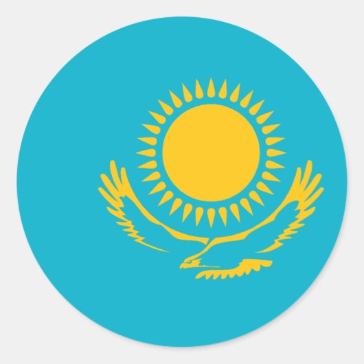 Kazachstan, vlag Kazachstan Ronde Sticker (Voorkant)