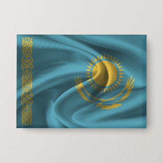 Kazachstan Vlag Knop Button (Voorkant)