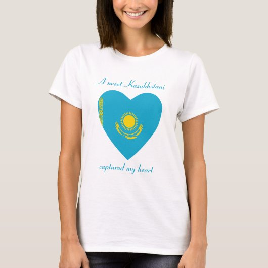 Kazachstan Vlag Liefje T-Shirt (Voorkant)