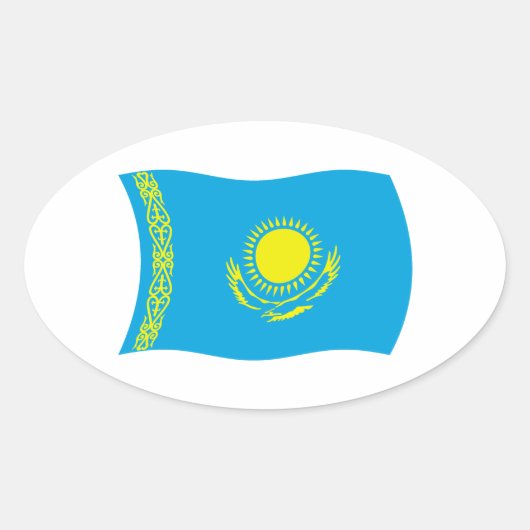 Kazachstan Vlag Sticker (Voorkant)