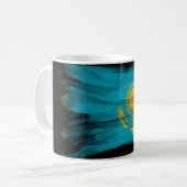 Kazakhstan flag brush stroke, national flag koffiemok (Voorkant links)