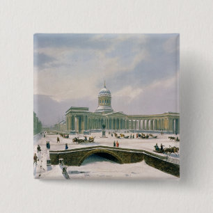 Kazan Cathedraal, Sint-Petersburg Vierkante Button 5,1 Cm