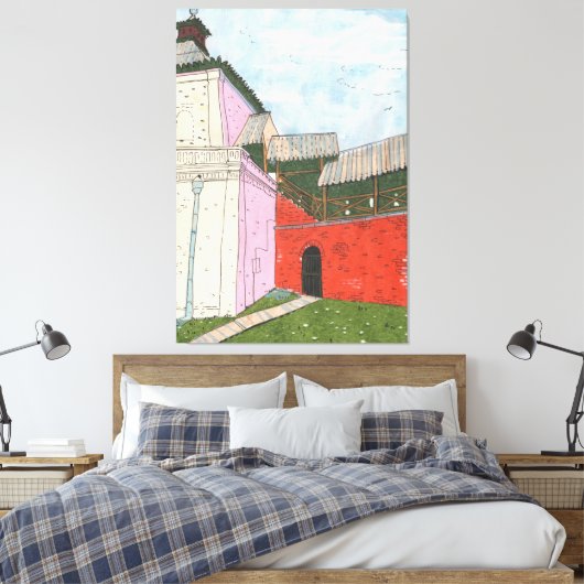 Kazan Kremlin Old Fortress Cityscape Collage Art Canvas Afdruk (Insitu (Slaapkamer))