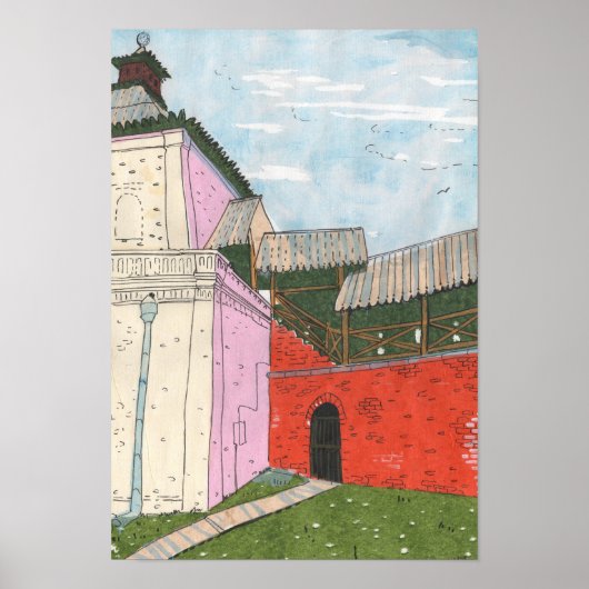 Kazan Kremlin Old Fortress Cityscape Collage Art Poster (Voorkant)