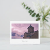 Kazbegi Georgia Gergeti Church Mountain Landscape Briefkaart (Staand voorkant)