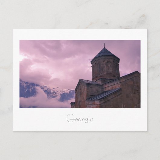 Kazbegi Georgia Gergeti Church Mountain Landscape Briefkaart (Voorkant)