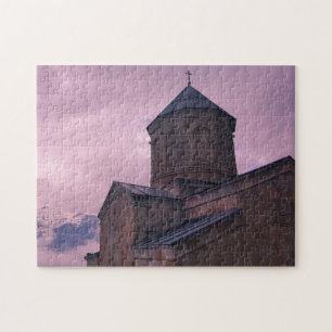 Kazbegi Georgia Gergeti Church Mountain Landscape Legpuzzel