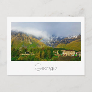 Kazbegi Georgia Kaukasus bergen regenboog Briefkaart