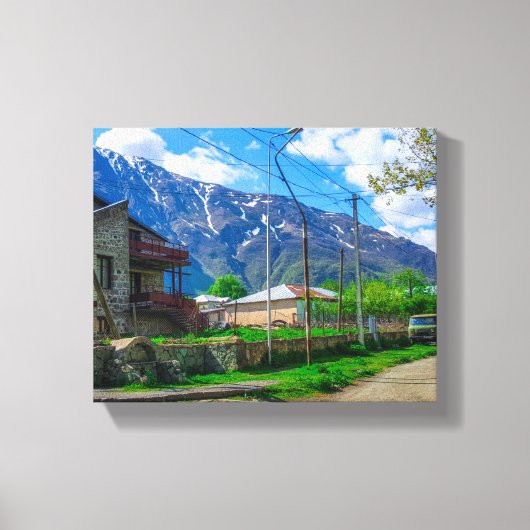 Kazbegi Stepantsminda Georgia Kaukasus Canvas Afdruk (Voorkant)