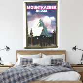Kazbekberg Russische reisposter. Canvas Afdruk (Insitu (Slaapkamer))