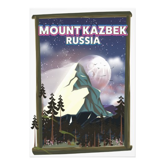 Kazbekberg Russische reisposter. Foto Afdruk (Voorkant)