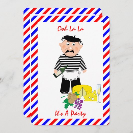 Kazen en wijn Frans thema Vrije partij Kaart (Voorkant / Achterkant)