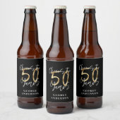 kazen tot 50 jaar modern zwart en goud bier etiket (Flessen)
