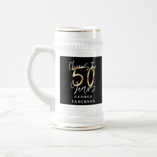 kazen tot 50 jaar modern zwart en goud bierpul (Links)