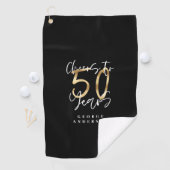 kazen tot 50 jaar modern zwart en goud golfhanddoek (Insitu)