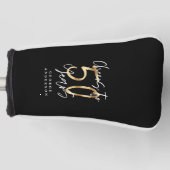 kazen tot 50 jaar modern zwart en goud golfheadcover (Voorkant)