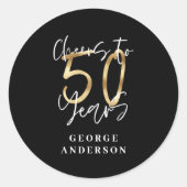 kazen tot 50 jaar modern zwart en goud ronde sticker (Voorkant)
