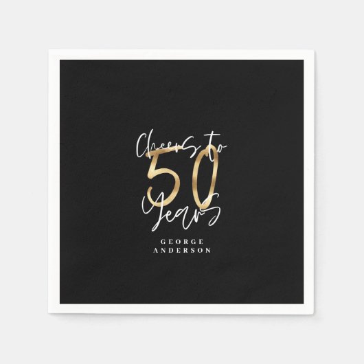 kazen tot 50 jaar modern zwart en goud servet (Voorkant)