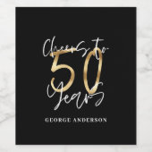 kazen tot 50 jaar modern zwart en goud wijn etiket (Enkel label)